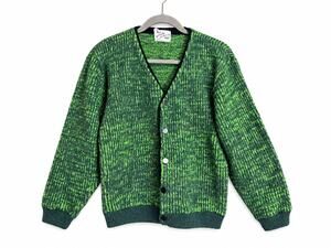 Vintage Spartan Knitwear Cardigan Sweater L Green Wool Blend Grandpa 70s 80s